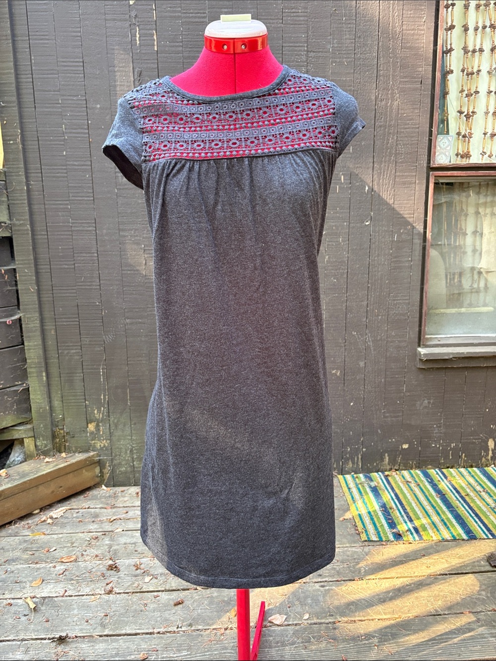 Prana Gray Crochet-top dress nwot